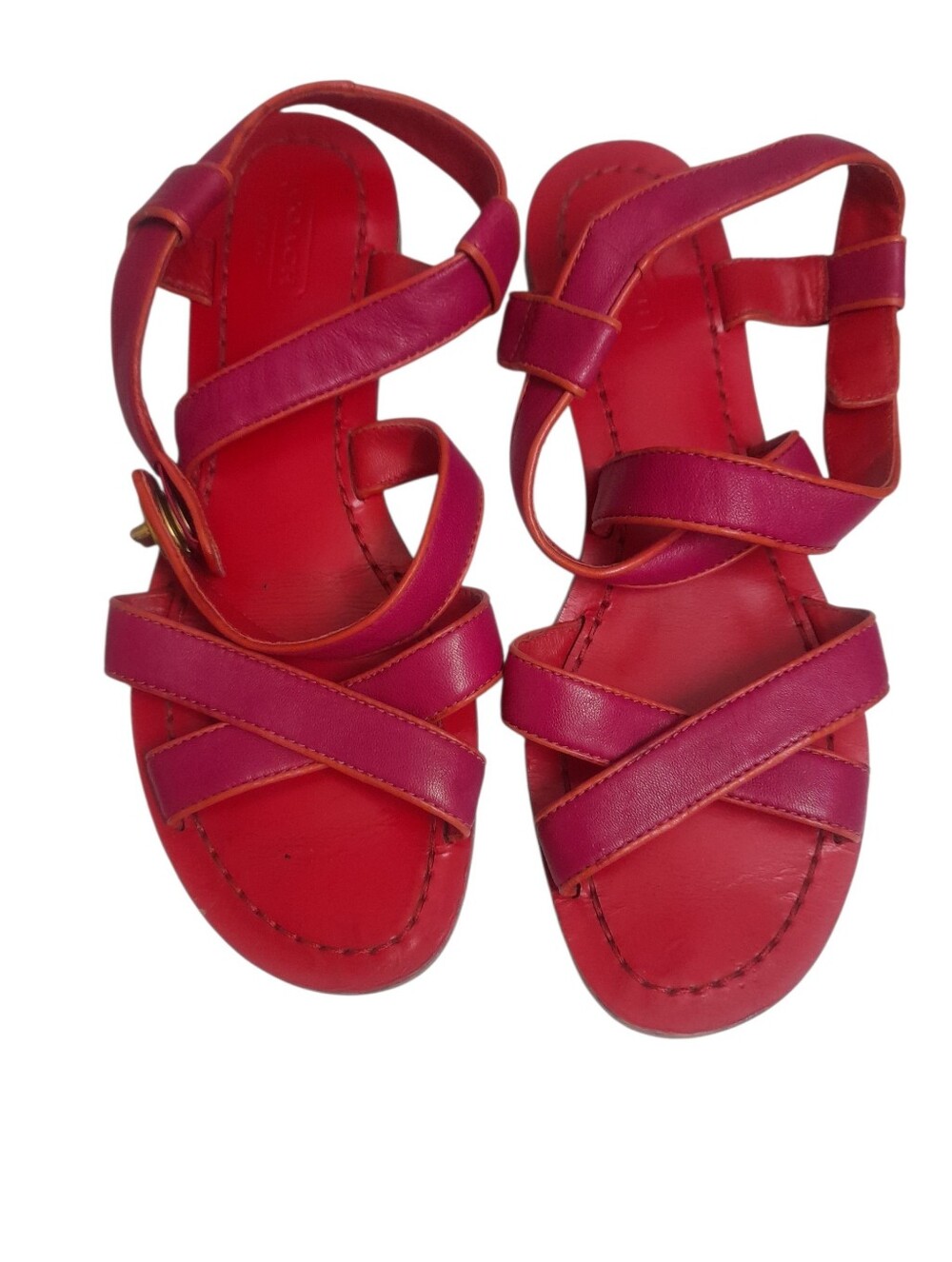 COACH Strappy Leather Sandals Turnlock Closure